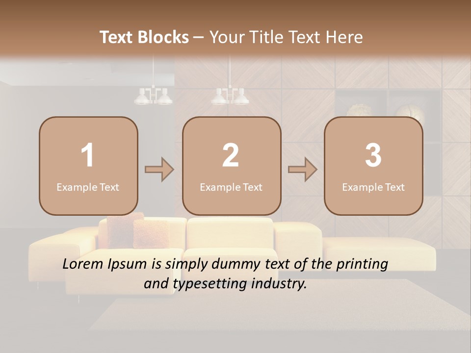 A Living Room With A Yellow Couch And Clock On The Wall PowerPoint Template