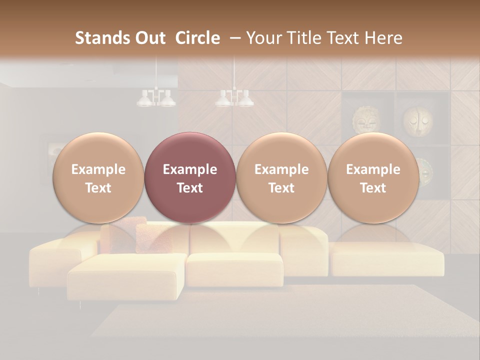 A Living Room With A Yellow Couch And Clock On The Wall PowerPoint Template