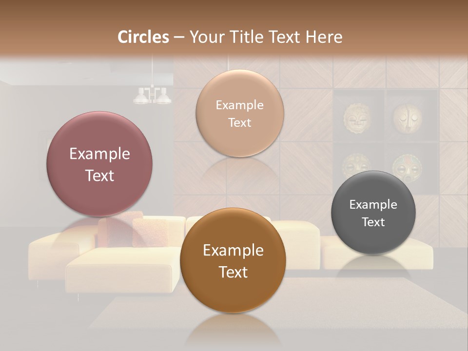 A Living Room With A Yellow Couch And Clock On The Wall PowerPoint Template