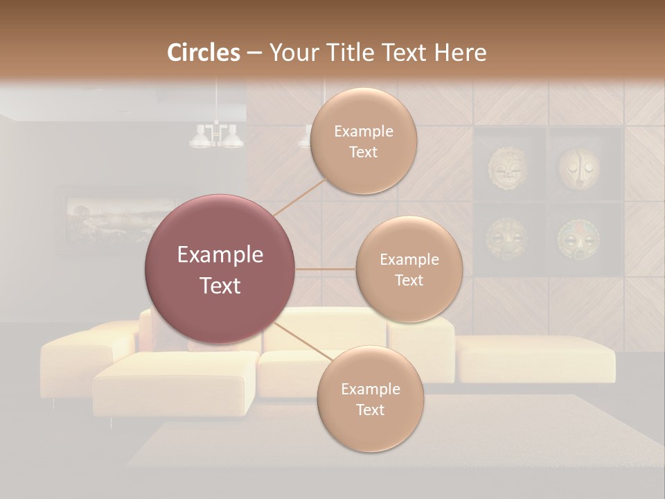 A Living Room With A Yellow Couch And Clock On The Wall PowerPoint Template