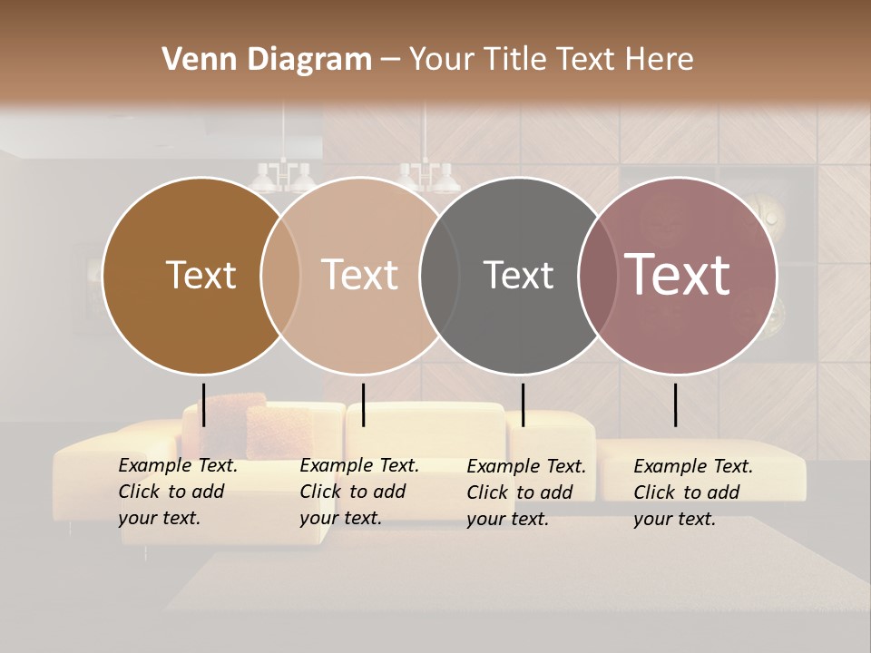 A Living Room With A Yellow Couch And Clock On The Wall PowerPoint Template