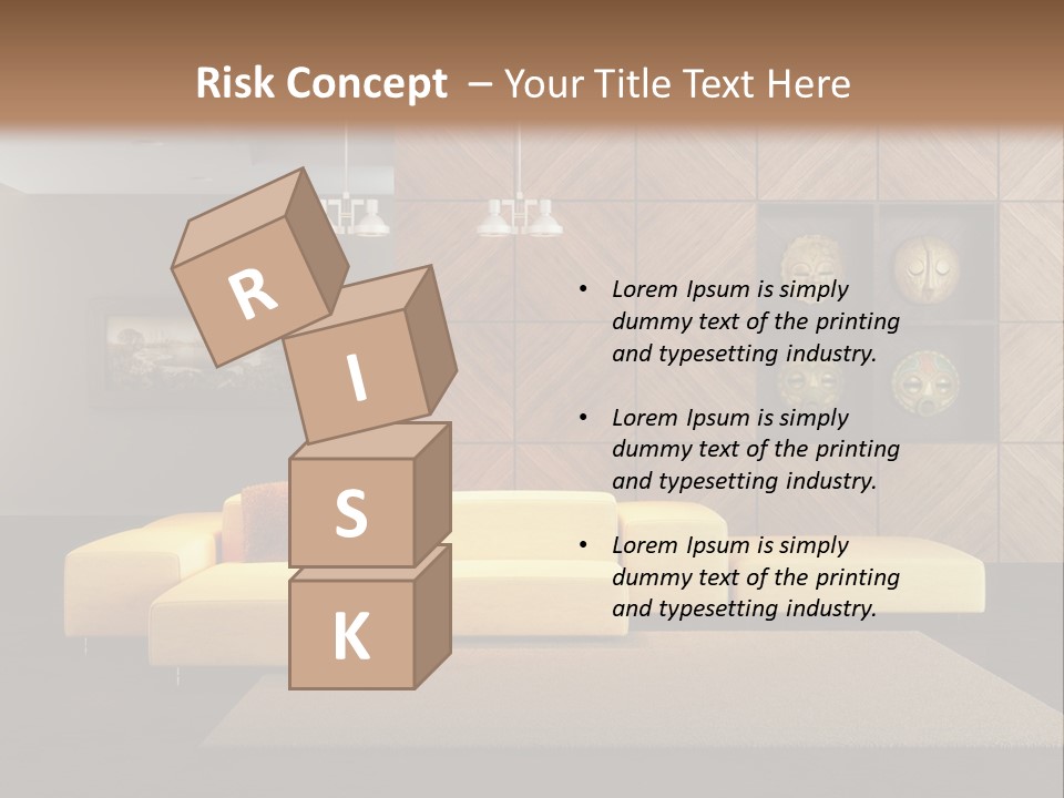 A Living Room With A Yellow Couch And Clock On The Wall PowerPoint Template