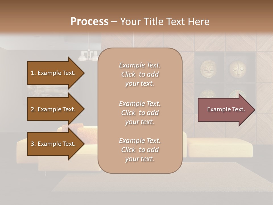 A Living Room With A Yellow Couch And Clock On The Wall PowerPoint Template