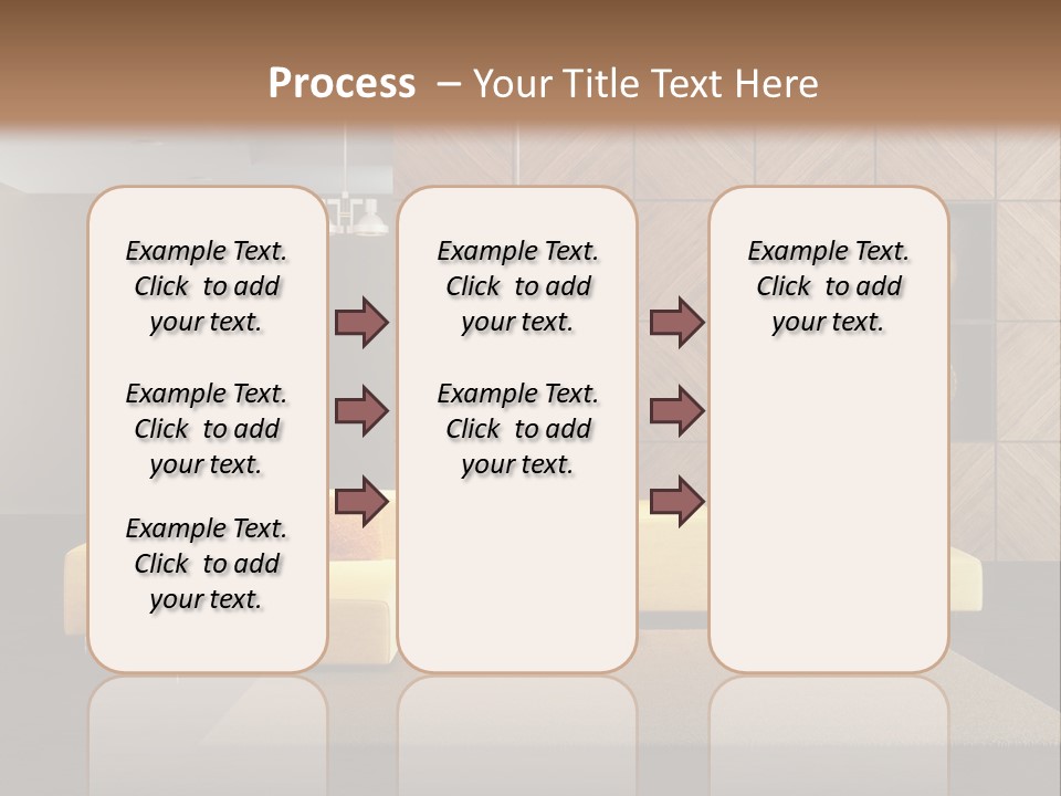 A Living Room With A Yellow Couch And Clock On The Wall PowerPoint Template