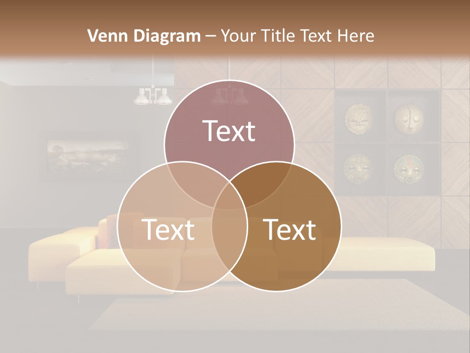 A Living Room With A Yellow Couch And Clock On The Wall PowerPoint Template