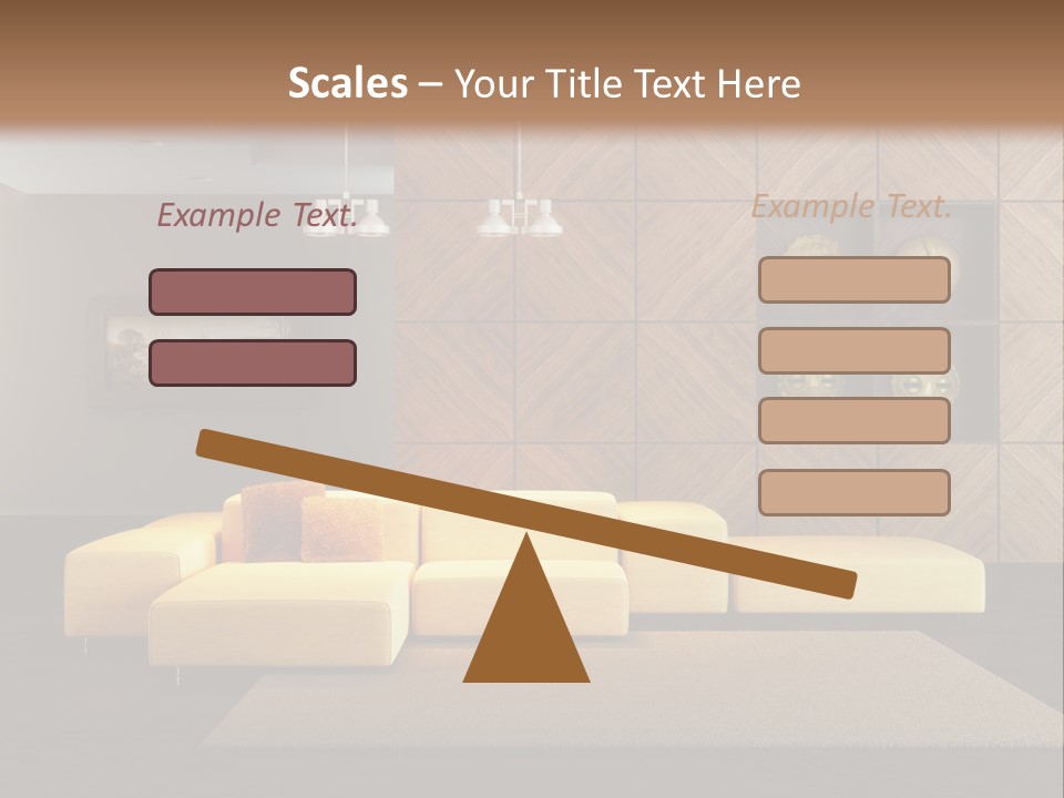 A Living Room With A Yellow Couch And Clock On The Wall PowerPoint Template