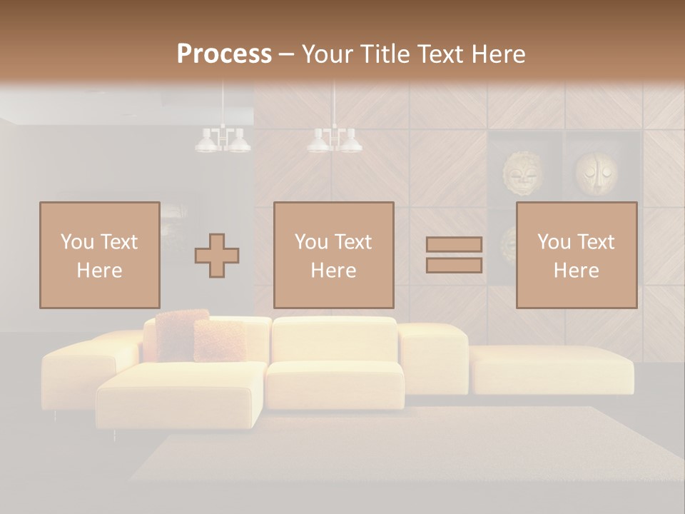 A Living Room With A Yellow Couch And Clock On The Wall PowerPoint Template