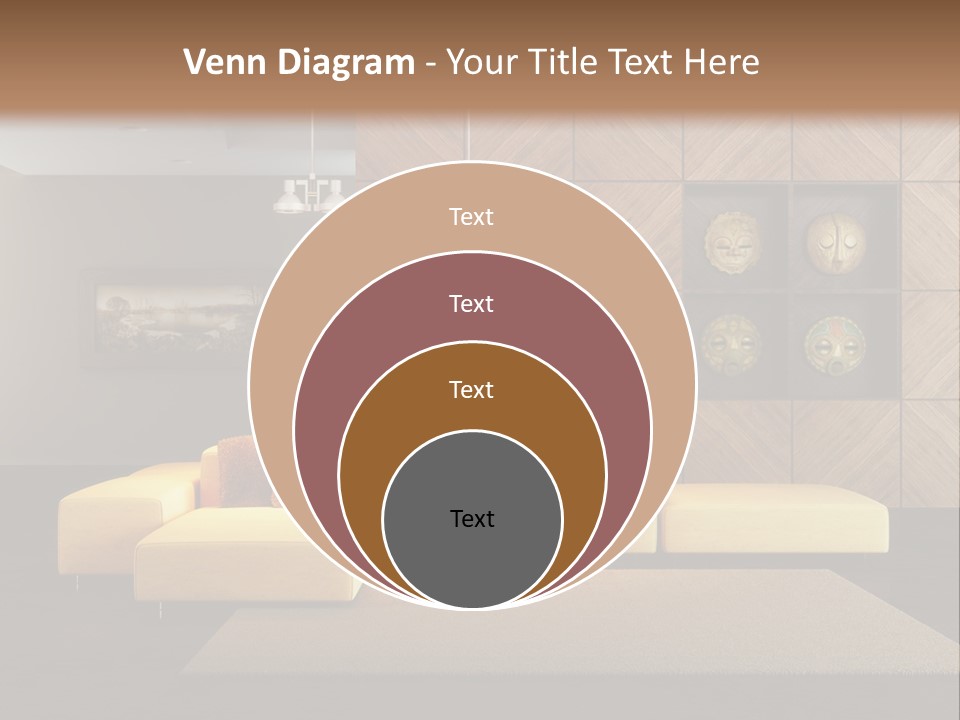 A Living Room With A Yellow Couch And Clock On The Wall PowerPoint Template