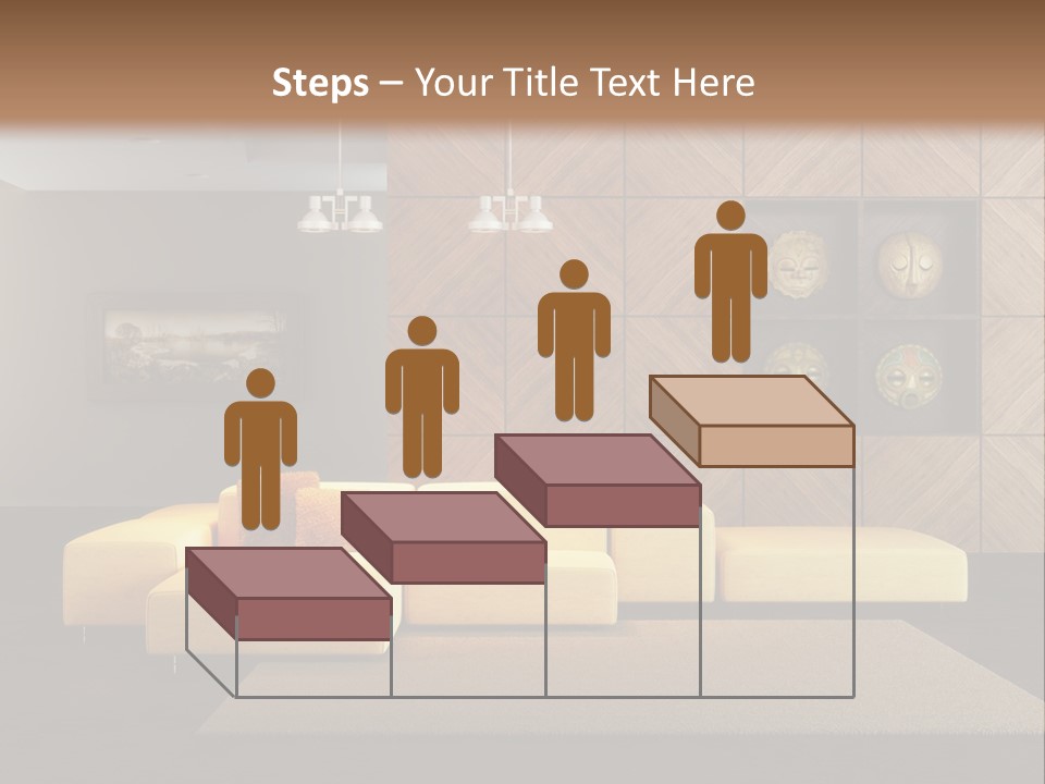 A Living Room With A Yellow Couch And Clock On The Wall PowerPoint Template