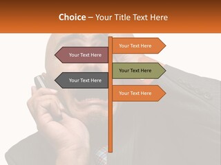 A Man Holding A Cell Phone To His Ear PowerPoint Template