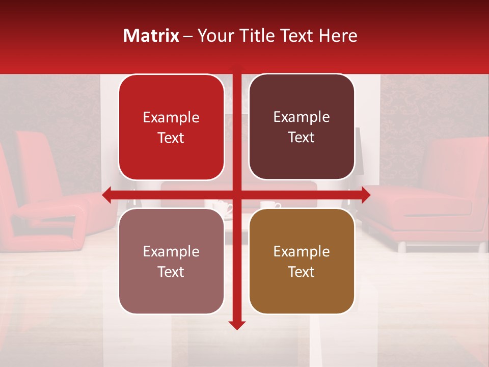 A Living Room Filled With Red Furniture And A White Coffee Table PowerPoint Template