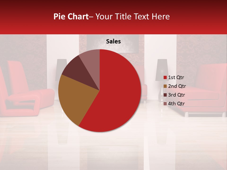 A Living Room Filled With Red Furniture And A White Coffee Table PowerPoint Template