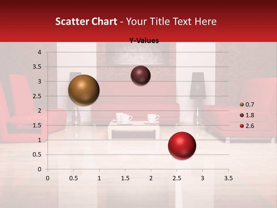 A Living Room Filled With Red Furniture And A White Coffee Table PowerPoint Template