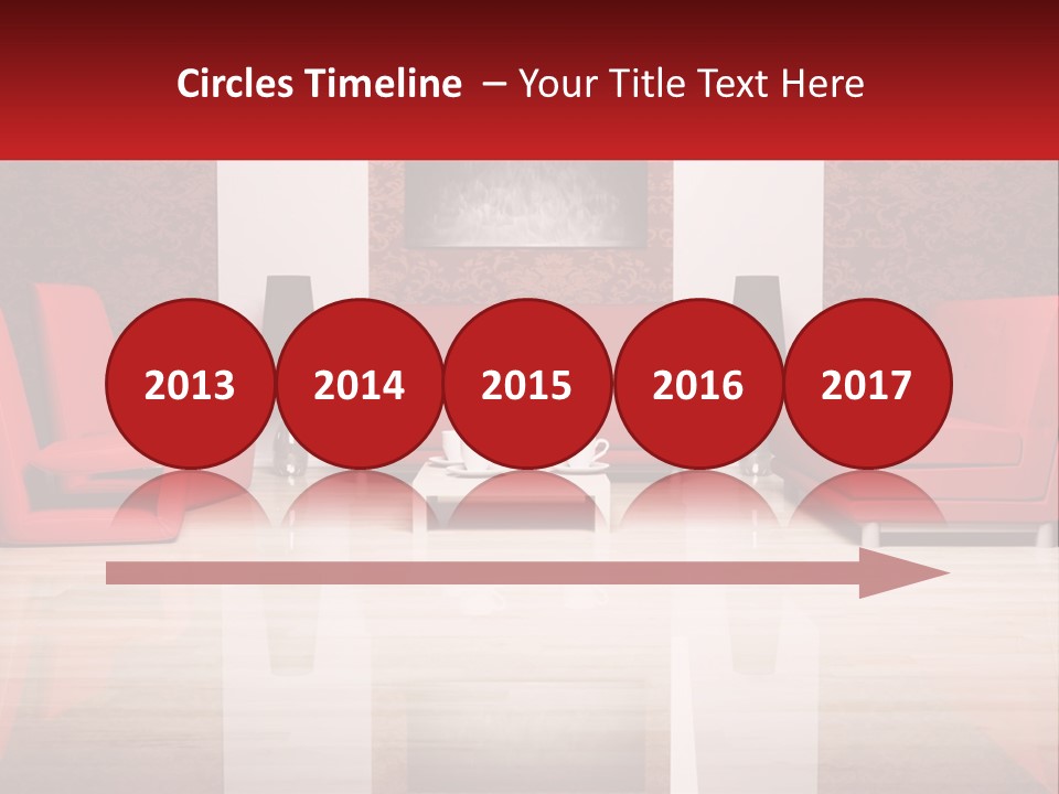 A Living Room Filled With Red Furniture And A White Coffee Table PowerPoint Template