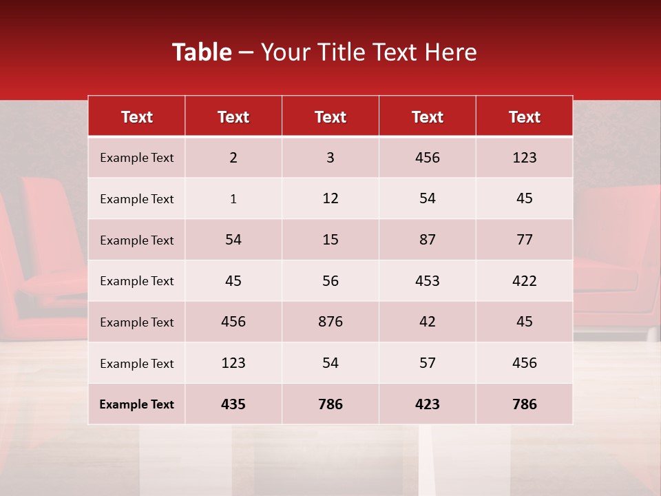 A Living Room Filled With Red Furniture And A White Coffee Table PowerPoint Template
