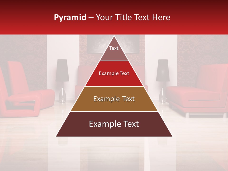 A Living Room Filled With Red Furniture And A White Coffee Table PowerPoint Template