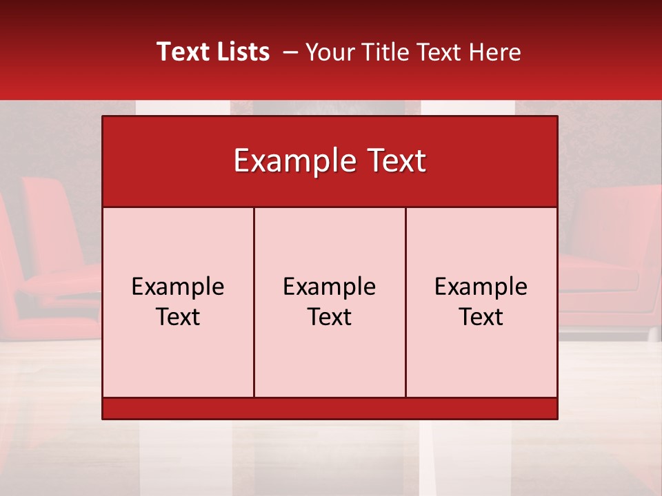 A Living Room Filled With Red Furniture And A White Coffee Table PowerPoint Template