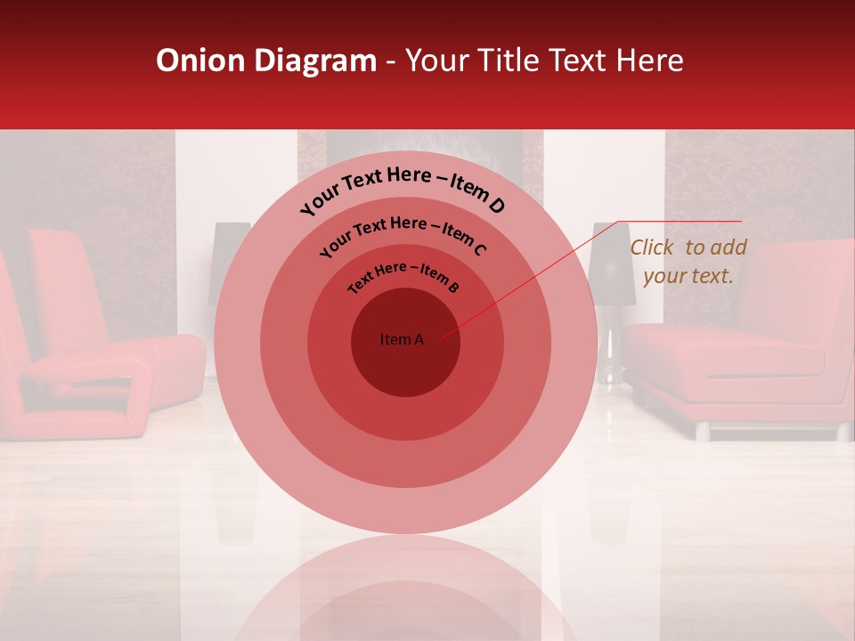 A Living Room Filled With Red Furniture And A White Coffee Table PowerPoint Template