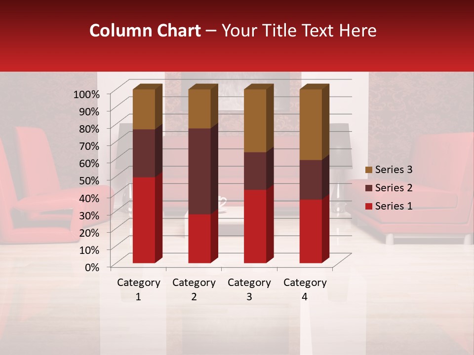 A Living Room Filled With Red Furniture And A White Coffee Table PowerPoint Template