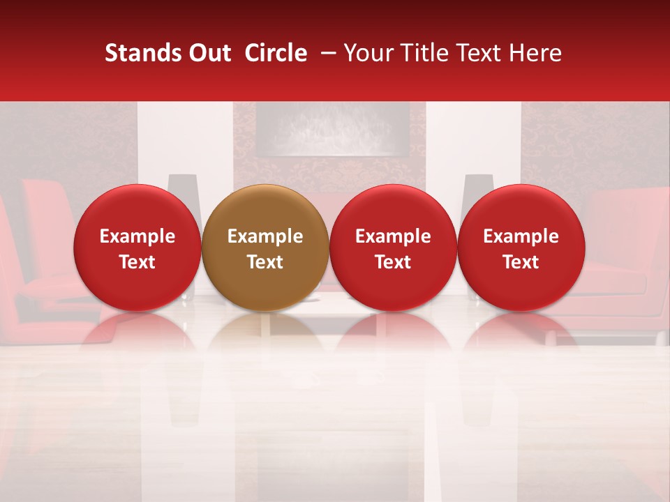 A Living Room Filled With Red Furniture And A White Coffee Table PowerPoint Template