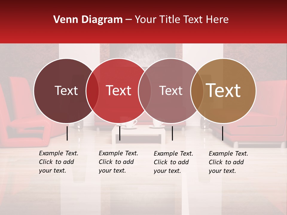 A Living Room Filled With Red Furniture And A White Coffee Table PowerPoint Template