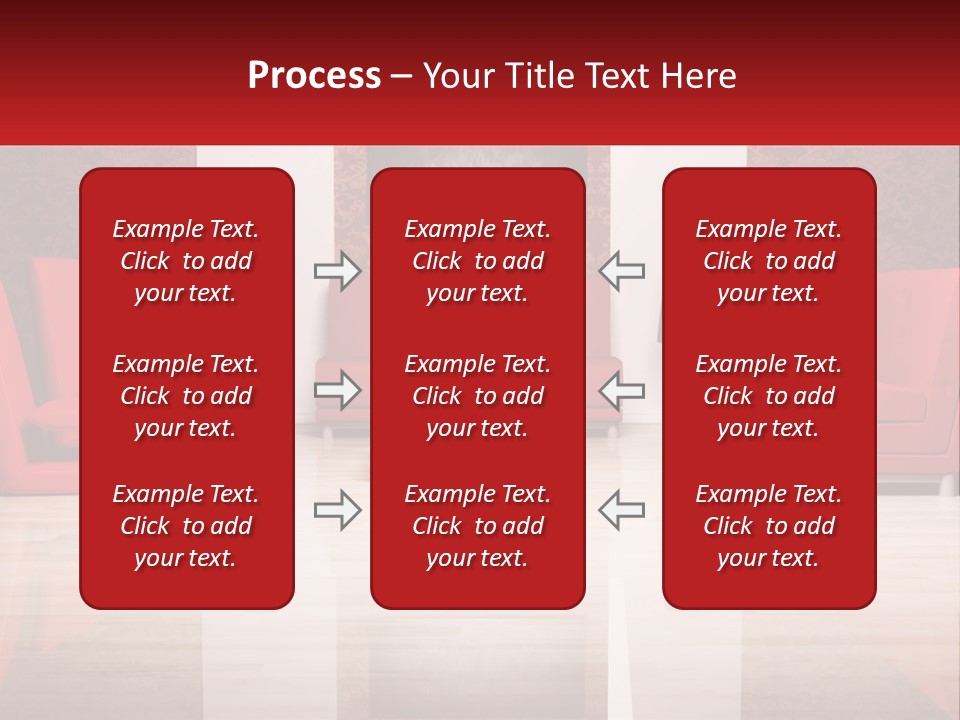 A Living Room Filled With Red Furniture And A White Coffee Table PowerPoint Template