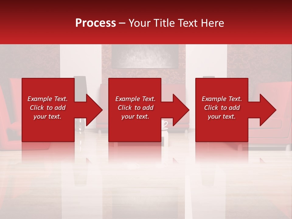 A Living Room Filled With Red Furniture And A White Coffee Table PowerPoint Template