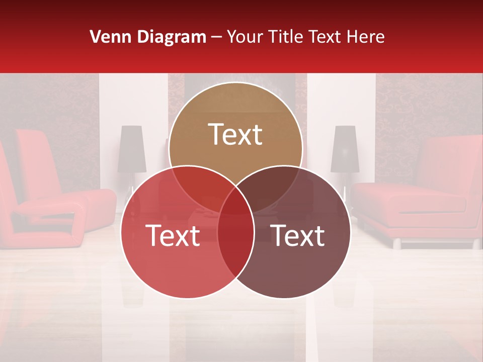 A Living Room Filled With Red Furniture And A White Coffee Table PowerPoint Template