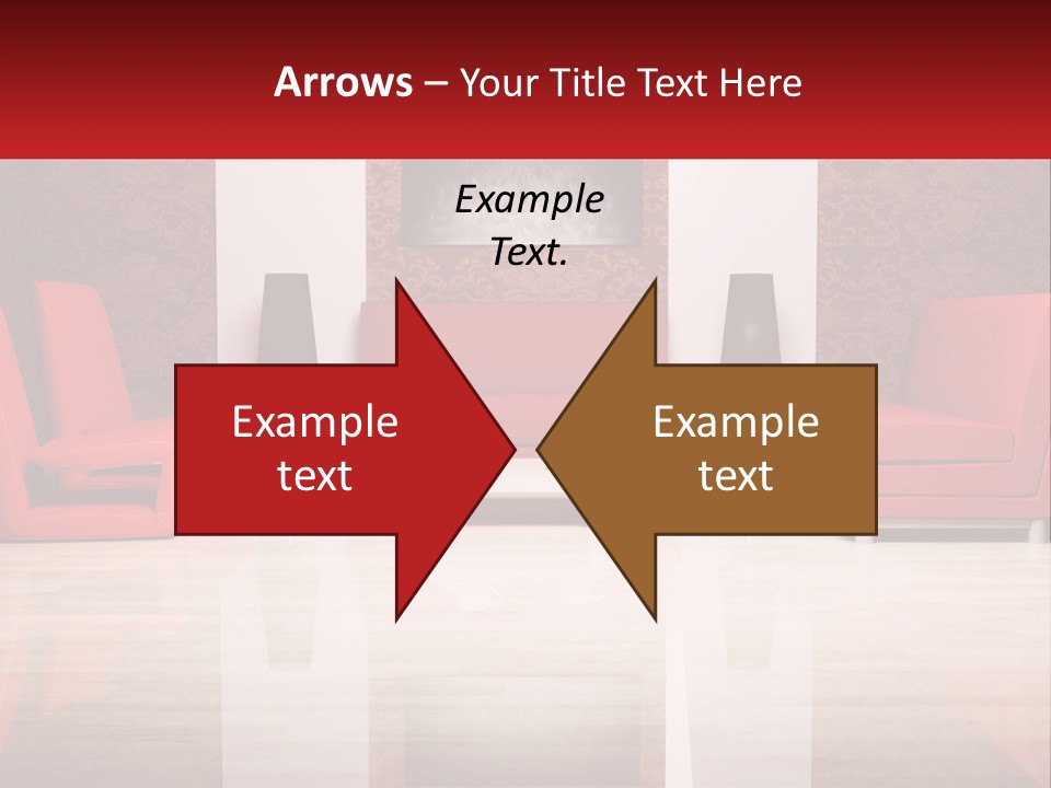 A Living Room Filled With Red Furniture And A White Coffee Table PowerPoint Template