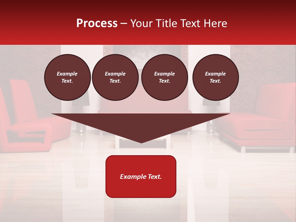 A Living Room Filled With Red Furniture And A White Coffee Table PowerPoint Template