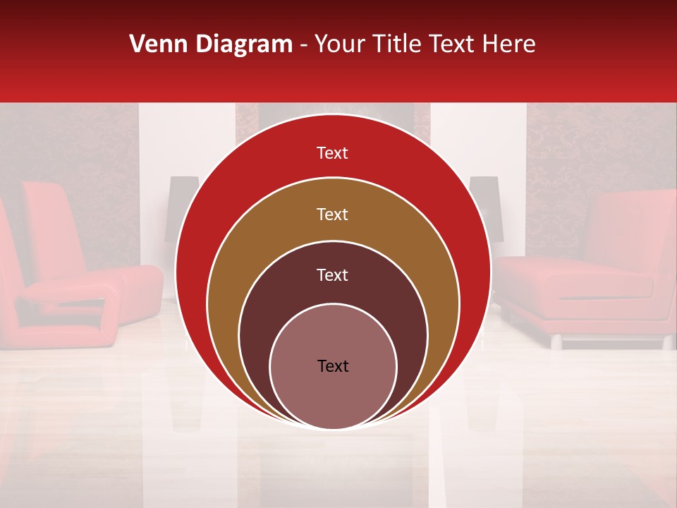 A Living Room Filled With Red Furniture And A White Coffee Table PowerPoint Template