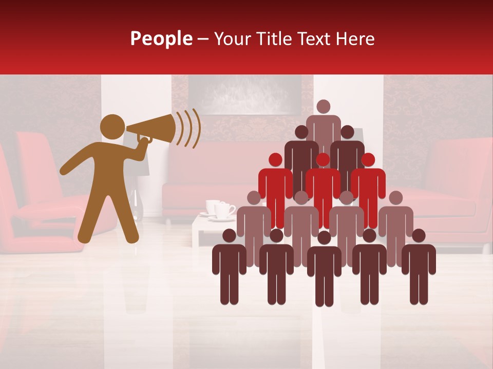 A Living Room Filled With Red Furniture And A White Coffee Table PowerPoint Template