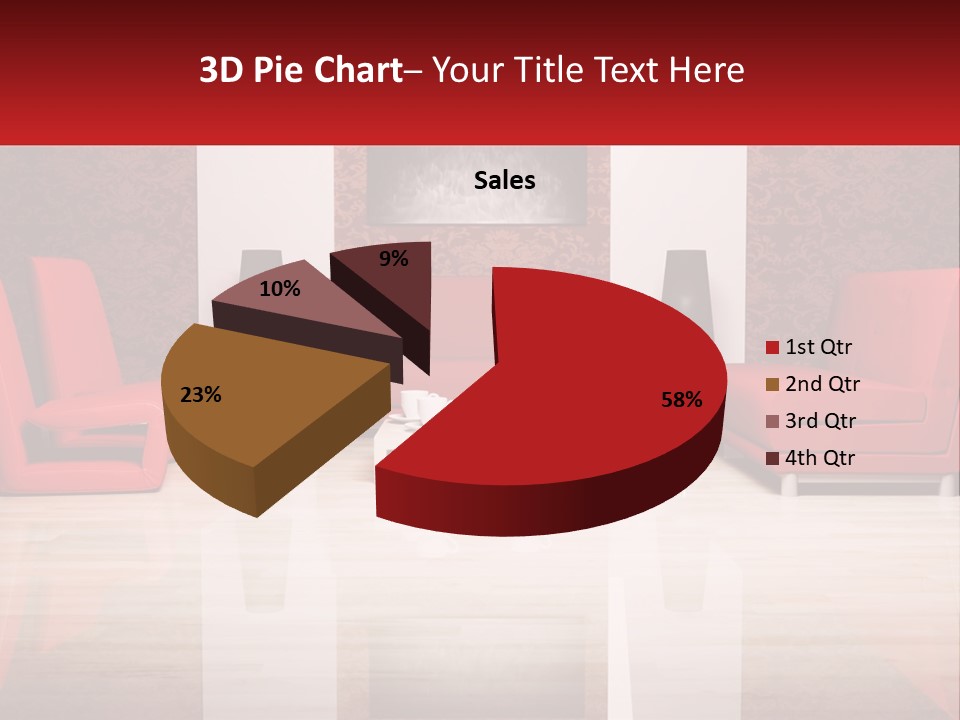 A Living Room Filled With Red Furniture And A White Coffee Table PowerPoint Template