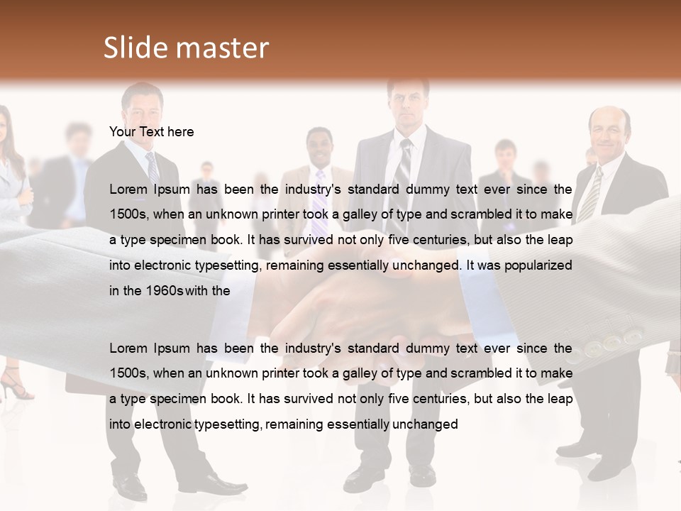 A Group Of Business People Shaking Hands PowerPoint Template