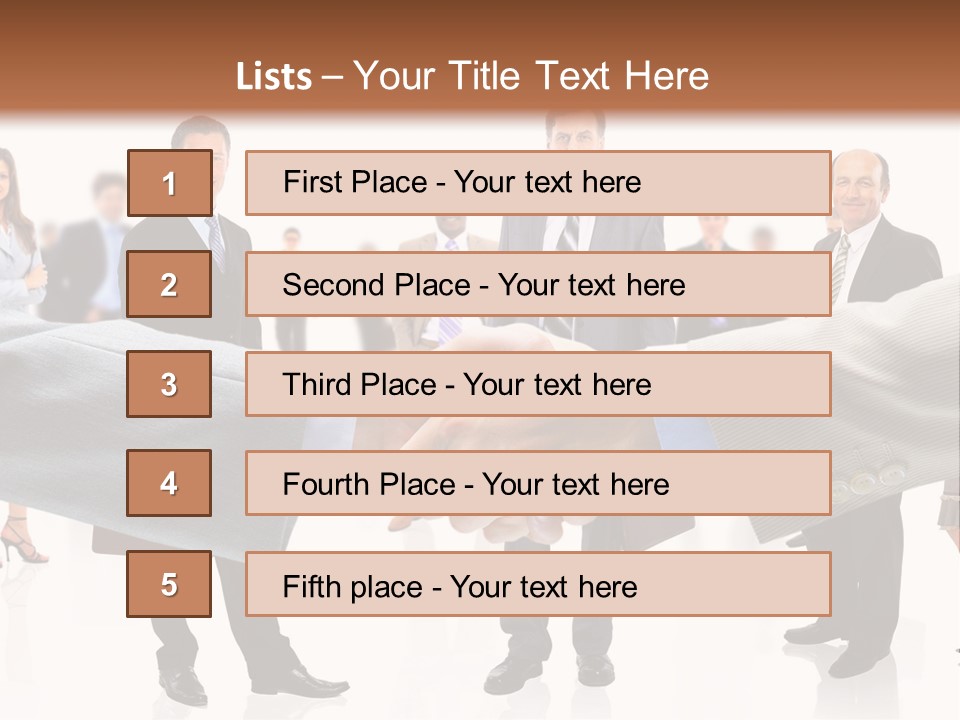 A Group Of Business People Shaking Hands PowerPoint Template