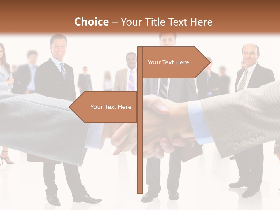 A Group Of Business People Shaking Hands PowerPoint Template