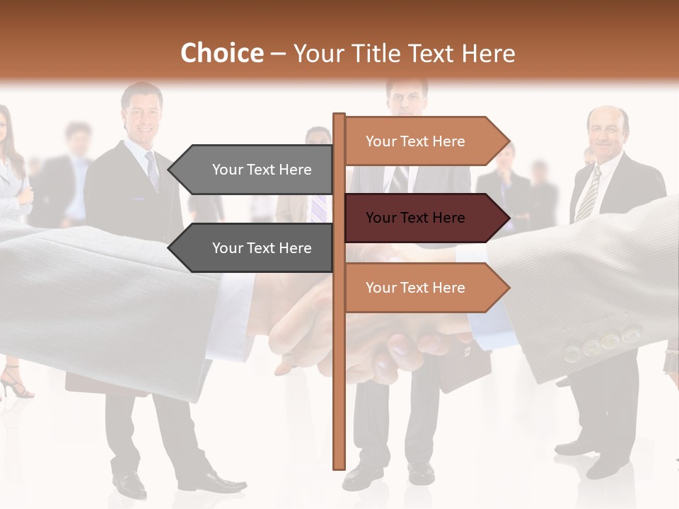 A Group Of Business People Shaking Hands PowerPoint Template
