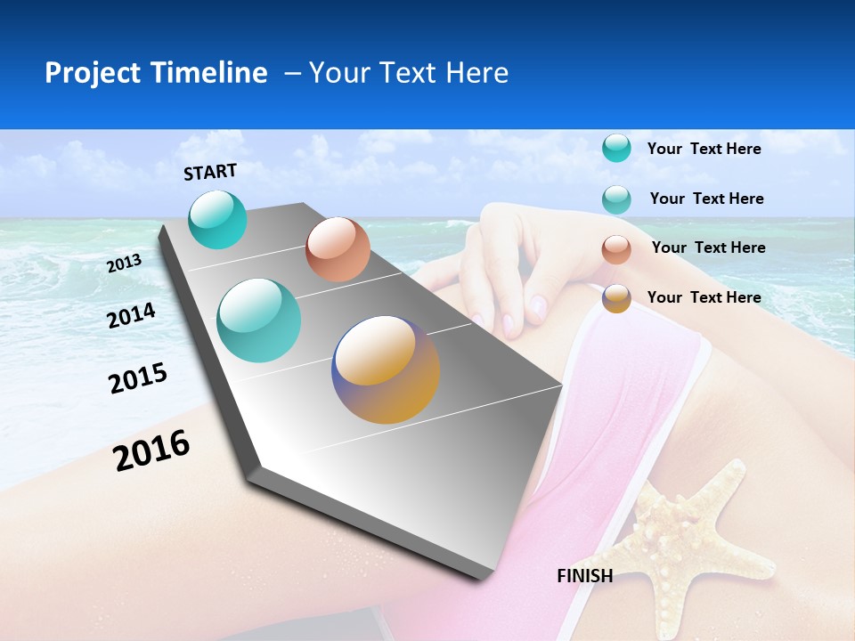 A Woman In A Pink Bikini Laying On The Beach PowerPoint Template