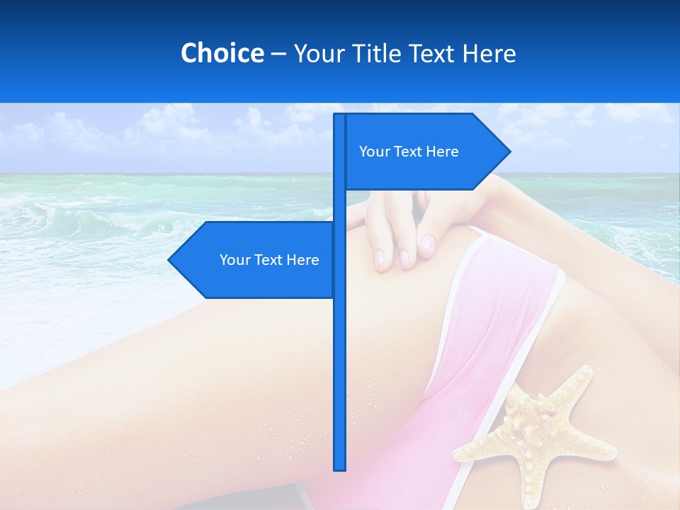 A Woman In A Pink Bikini Laying On The Beach PowerPoint Template