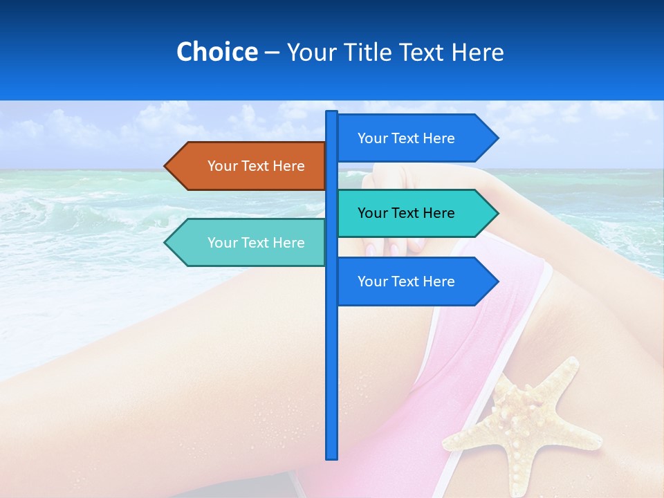 A Woman In A Pink Bikini Laying On The Beach PowerPoint Template