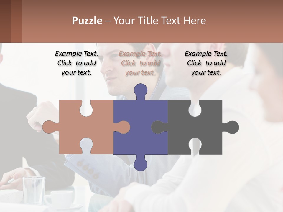 A Group Of People Sitting At A Table In A Meeting PowerPoint Template