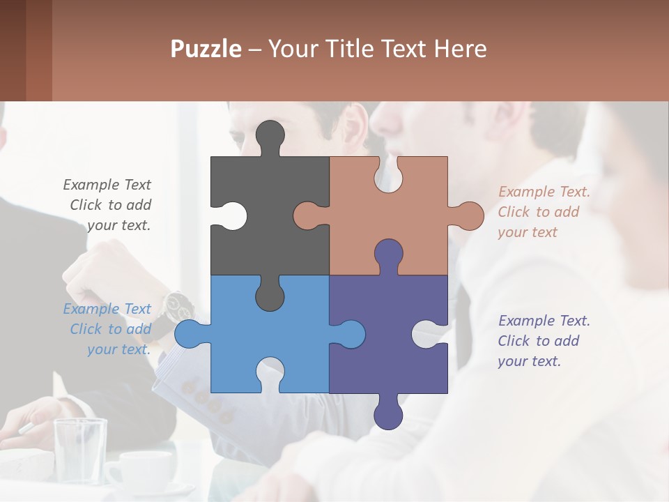 A Group Of People Sitting At A Table In A Meeting PowerPoint Template