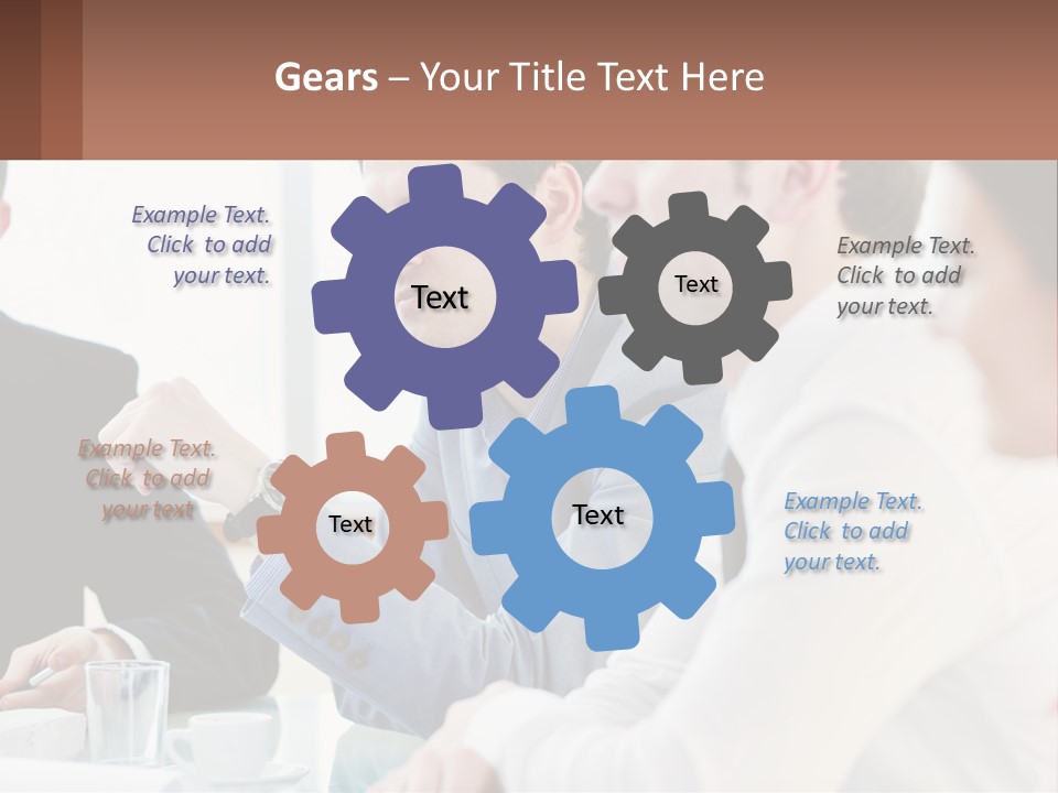 A Group Of People Sitting At A Table In A Meeting PowerPoint Template