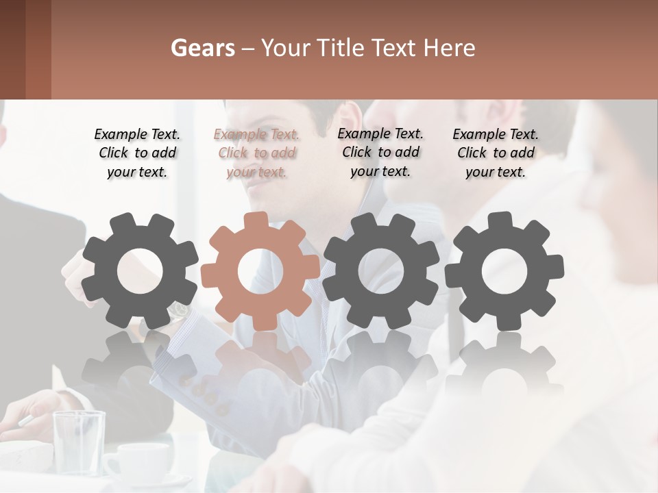 A Group Of People Sitting At A Table In A Meeting PowerPoint Template