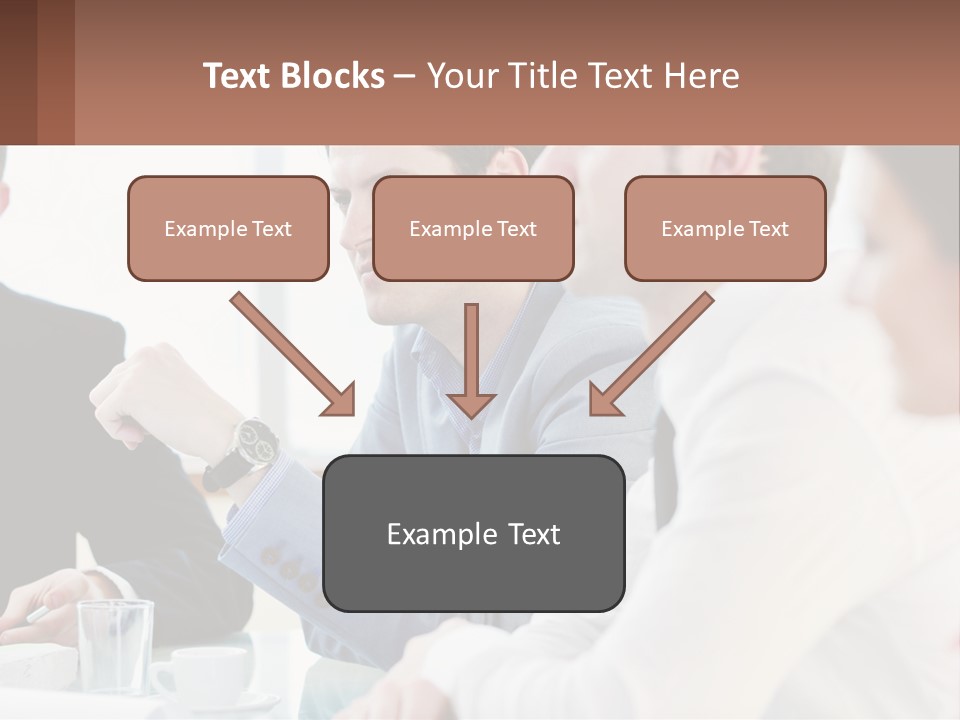 A Group Of People Sitting At A Table In A Meeting PowerPoint Template