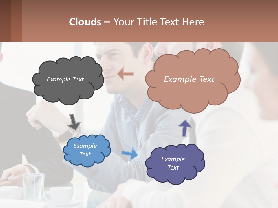 A Group Of People Sitting At A Table In A Meeting PowerPoint Template