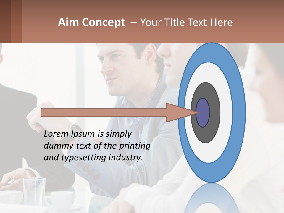 A Group Of People Sitting At A Table In A Meeting PowerPoint Template