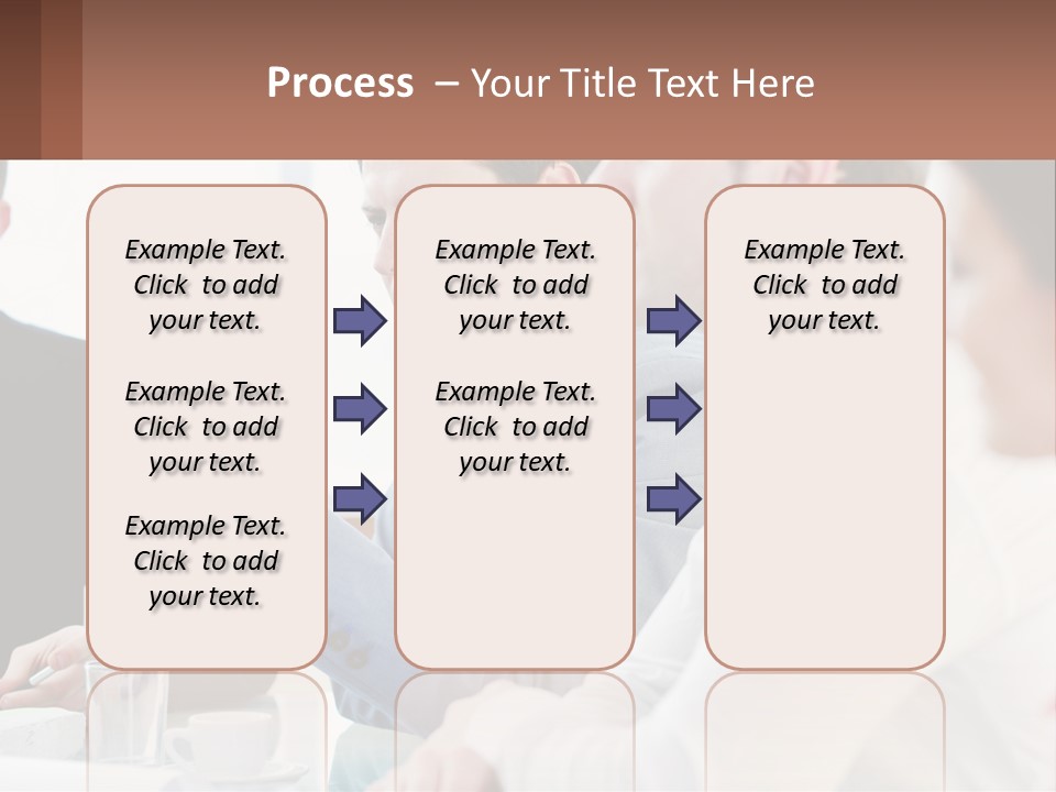A Group Of People Sitting At A Table In A Meeting PowerPoint Template