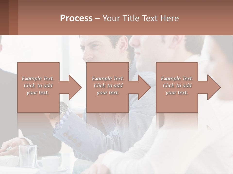A Group Of People Sitting At A Table In A Meeting PowerPoint Template