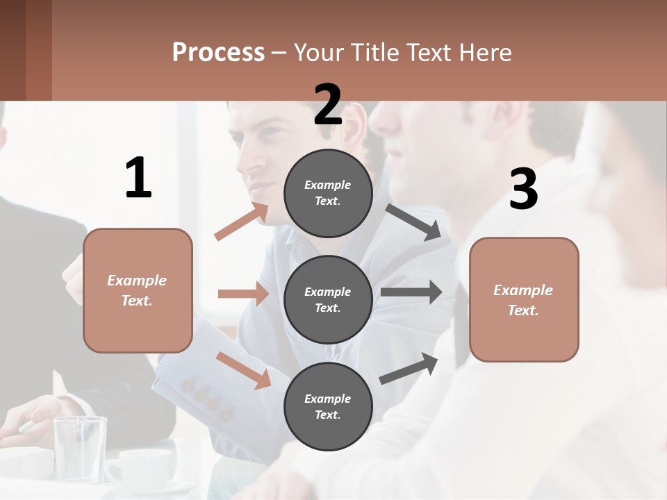 A Group Of People Sitting At A Table In A Meeting PowerPoint Template